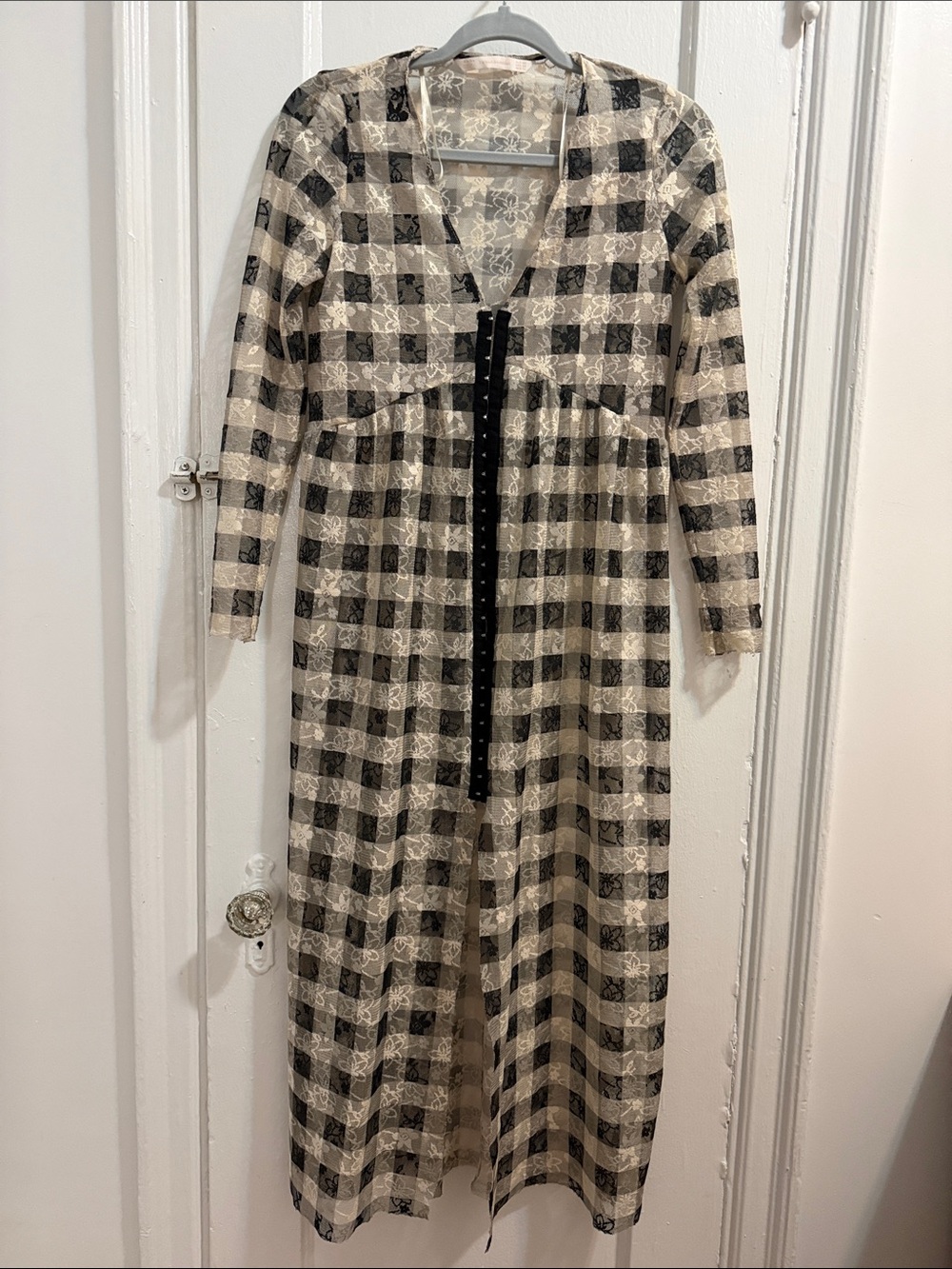 Zara Checkered Lace Duster